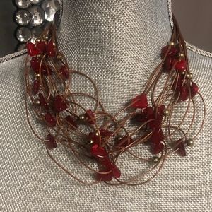 Red Beaded Necklace/Earring Set